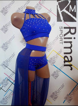 Festival Dance Costume, Mesh Festival Clothes, Pole Dance Wear Set, Festival Outfit, Shorts and Skirt with Rhinestones, Pole Wear Costume