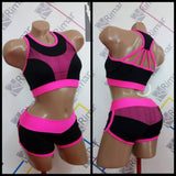 High Waist Pole Dance Shorts and Crop Top, Pole Wear Set, Activewear Set, Pole Dance Costume, Pole Sance Set, Stripper Outfits with Shorts