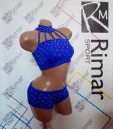 Festival Dance Costume, Mesh Festival Clothes, Pole Dance Wear Set, Festival Outfit, Shorts and Skirt with Rhinestones, Pole Wear Costume