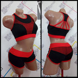 High Waist Pole Dance Shorts and Crop Top, Pole Wear Set, Activewear Set, Pole Dance Costume, Pole Sance Set, Stripper Outfits with Shorts