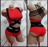 Pole Dance Wear Set, Pole Dance Crisscross Top and Shorts, Polewear Costume, Hot Dance Shorts and Top, Festival Costume, Queen Polewear