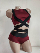 Pole Dance Wear Set, Pole Dance Crisscross Top and Shorts, Polewear Costume, Hot Dance Shorts and Top, Festival Costume, Queen Polewear