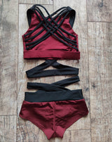 Pole Dance Wear Set, Pole Dance Crisscross Top and Shorts, Polewear Costume, Hot Dance Shorts and Top, Festival Costume, Queen Polewear