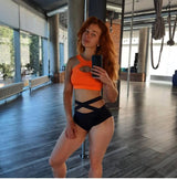 Custom Pole Dance Wear, Top and Black Shorts, Polewear Suit for Girl, Crisscross Shorts for Pole Dance, Pole Dance Costume, Stripper Outfits