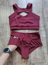 Stripper Outfits with Shorts, Red Pole Dance Top and Shorts, Polewear Shorts and Top, Women's Bodysuit, Strip Plastic Wear, Set Pole Dance