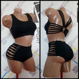 Ensemble Pole Dance, Elegant Pole Costume, Pole Dance Wear, Pole Top and Bottoms, High Waisted Straps Shorts, Polewear Suit, twerk uniform