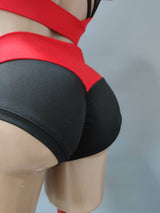 Red and Black Pole Dance Costume, Top and Shorts for Pole, Workout Outfir, Hot Dance Wear Set, Sexy Pants, Exotic Wear, Polewear Suit