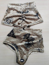 Printed Velvet Bottoms, Pole Shorts with Print, Shorts for Pole Dance, High Waisted Bottoms, Stripper Outfits One Piece, Lap Dance Clothers
