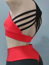 Red and Black Pole Dance Costume, Top and Shorts for Pole, Workout Outfir, Hot Dance Wear Set, Sexy Pants, Exotic Wear, Polewear Suit