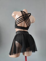 Pole Dance Costume, Polewear Suit, Semi-Transparent Pole Wear, Pole Top and Bottom, Twerk Dancewear Set, Skirt Pole Dance, Dance Costume