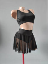 Pole Dance Costume, Polewear Suit, Semi-Transparent Pole Wear, Pole Top and Bottom, Twerk Dancewear Set, Skirt Pole Dance, Dance Costume