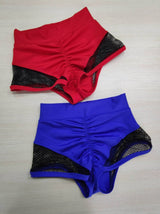 Black Pole Dance Shorts, Pole Dance Clothes, Polewear Shorts, Fitness Shorts with Mesh Inserts, Twerk Shorts, Mesh High Waisted Shorts