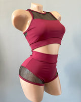Pole Dance Outfit, Hot Dance Wear, Pole Dance Set with Mesh, Sexy Pole Dance Shorts and Top, Lap Dance Wear, Stripper Outfits with Shorts
