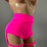 Pole Shorts, Twerk Booty Shorts, Cheeky Bottoms with Suspenders, Pole Dance Shorts with Garter, Stripper Garter Belt Pants High Waisted