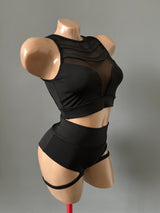 Pole Dance Sexy Wear, Pole Dance Set, Sheer Pole Dance Costume, Pole Dance Mesh Top and Shorts, Pole Dance Set, Stripper Outfits with Shorts