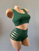 Ensemble Pole Dance, Elegant Pole Costume, Pole Dance Wear, Pole Top and Bottoms, High Waisted Straps Shorts, Polewear Suit, twerk uniform