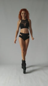 Pole Dance Sexy Wear, Pole Dance Set, Sheer Pole Dance Costume, Pole Dance Mesh Top and Shorts, Pole Dance Set, Stripper Outfits with Shorts