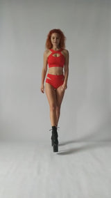 Stripper Outfits with Shorts, Red Pole Dance Top and Shorts, Polewear Shorts and Top, Women's Bodysuit, Strip Plastic Wear, Set Pole Dance