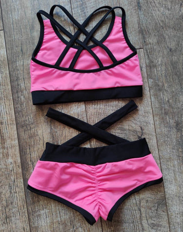 Pole Dance Wear Set, Sexy Pole Dance Costume, Pole Dance Top and Shorts, Workout Outfit, Polewear Suit, Sport Shorts and Bra, Set Pole Dance