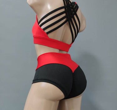 Red and Black Pole Dance Costume, Top and Shorts for Pole, Workout Outfir, Hot Dance Wear Set, Sexy Pants, Exotic Wear, Polewear Suit