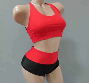 Red and Black Pole Dance Costume, Top and Shorts for Pole, Workout Outfir, Hot Dance Wear Set, Sexy Pants, Exotic Wear, Polewear Suit