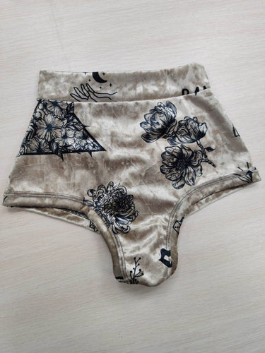 Printed Velvet Bottoms, Pole Shorts with Print, Shorts for Pole Dance, High Waisted Bottoms, Stripper Outfits One Piece, Lap Dance Clothers