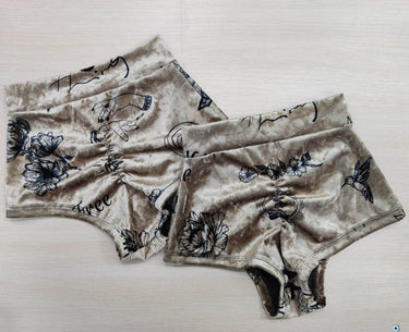 Printed Velvet Bottoms, Pole Shorts with Print, Shorts for Pole Dance, High Waisted Bottoms, Stripper Outfits One Piece, Lap Dance Clothers