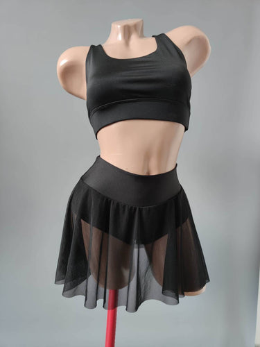 Pole Dance Costume, Polewear Suit, Semi-Transparent Pole Wear, Pole Top and Bottom, Twerk Dancewear Set, Skirt Pole Dance, Dance Costume
