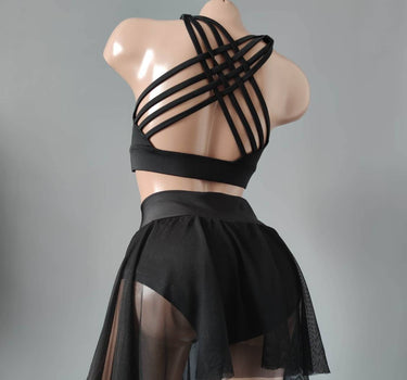 Pole Dance Costume, Polewear Suit, Semi-Transparent Pole Wear, Pole Top and Bottom, Twerk Dancewear Set, Skirt Pole Dance, Dance Costume