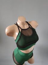 Pole Dance Costume, Crop Top with Mesh Insert, Pole Wear Outfit, Exotic Pole Dance, High Waisted Shorts with Top for Pole, Polewear Costume