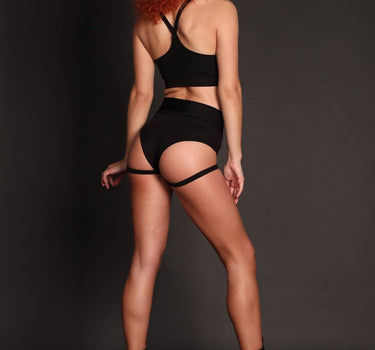 Pole Dance Wear Outfit, Stripper Top and Shorts, Pole Dance Outfit with Garters, Harness Shorts and Bra, Pole Dance Wear, Workout Outfit