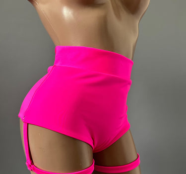 Pole Shorts, Twerk Booty Shorts, Cheeky Bottoms with Suspenders, Pole Dance Shorts with Garter, Stripper Garter Belt Pants High Waisted